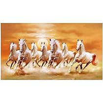 Amazon.co.jp: 7頭の馬の絵キャンバス印刷7馬の馬の絵画壁の装飾